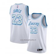 Maglia Los Angeles Lakers Lebron James #23 Citta 2020-21 Bianco