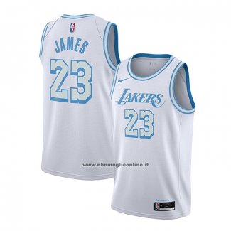 Maglia Los Angeles Lakers Lebron James #23 Citta 2020-21 Bianco