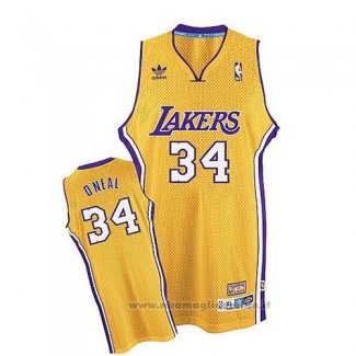 Maglia Los Angeles Lakers Shaquille O'Neal NO 34 Throwback Giallo