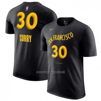 Maglia Manica Corta Golden State Warriors Stephen Curry Citta 2023-24 Nero