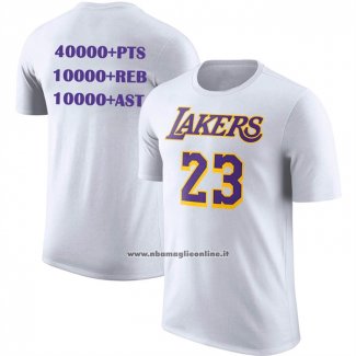 Maglia Manica Corta Los Angeles Lakers James No 23 Commemorative Bianco1