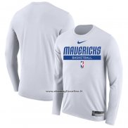 Maglia Manica Lunga Dallas Mavericks Practice Performance 2022-23 Bianco