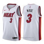 Maglia Miami Heat Dwyane Wade NO 3 Association 2017-18 Bianco