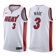 Maglia Miami Heat Dwyane Wade NO 3 Association 2017-18 Bianco