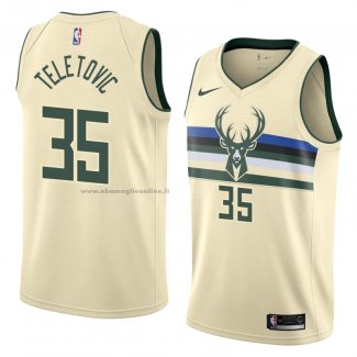 Maglia Milwaukee Bucks Mirza Teletovic NO 35 Citta 2018 Crema