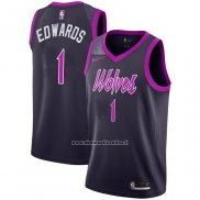 Maglia Minnesota Timberwolves Anthony Edwards #1 Citta 2018-19 Viola