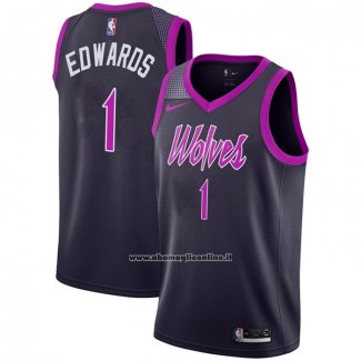 Maglia Minnesota Timberwolves Anthony Edwards #1 Citta 2018-19 Viola