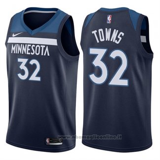 Maglia Minnesota Timberwolves Karl-Anthony Towns NO 32 2017-18 Blu