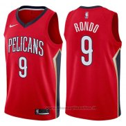 Maglia New Orleans Pelicans Rajon Rondo NO 9 Statement 2017-18 Rosso