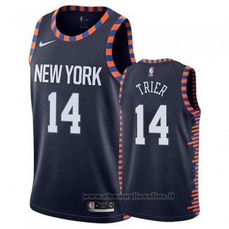 Maglia New York Knicks Allonzo Trier NO 14 Citta 2019 Blu