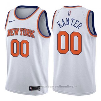 Maglia New York Knicks Enes Kanter NO 00 Association 2017-18 Bianco