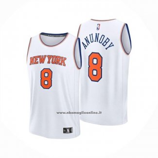 Maglia New York Knicks Og Anunoby No 8 Association 2025-26 Bianco
