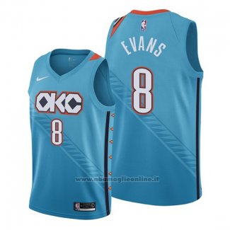 Maglia Oklahoma City Thunder Jawun Evans NO 8 Citta Blu