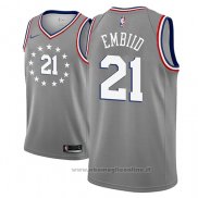 Maglia Philadelphia 76ers Joel Embiid NO 21 Citta 2018-19 Grigio