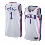 Maglia Philadelphia 76ers Landry Shamet NO 1 Association 2018 Bianco