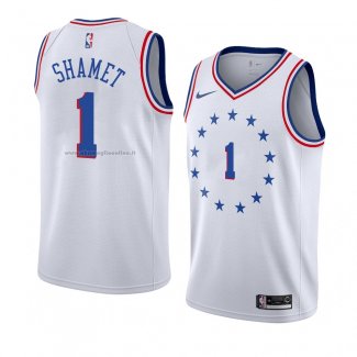 Maglia Philadelphia 76ers Landry Shamet NO 1 Earned 2018-19 Bianco