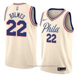 Maglia Philadelphia 76ers Richaun Holmes NO 22 Citta 2018 Crema