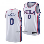 Maglia Philadelphia 76ers Tyrese Maxey #0 Association 2020-21 Bianco