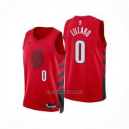 Maglia Portland Trail Blazers Damian Lillard No 0 Statement 2025-26 Rosso