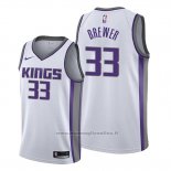 Maglia Sacramento Kings Corey Brewer NO 33 Association Bianco