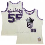 Maglia Sacramento Kings Jason Williams #55 Mitchell & Ness Chainstitch Crema