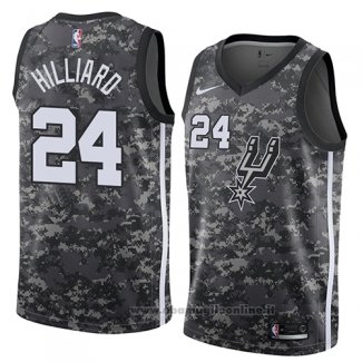 Maglia San Antonio Spurs Darrun Hilliard NO 24 Citta 2018 Grigio