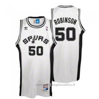 Maglia San Antonio Spurs David Robinson NO 50 Throwback Bianco