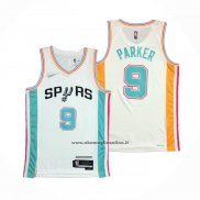 Maglia San Antonio Spurs Tony Parker #9 Citta 2021-22 Bianco