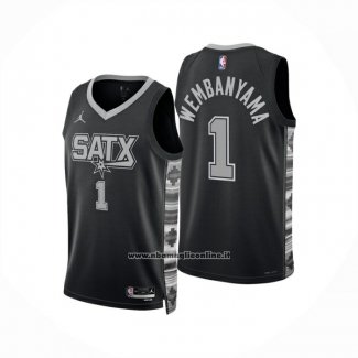 Maglia San Antonio Spurs Victor Wembanyama No 1 Statement 2024-25 Nero