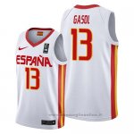 Maglia Spagna Marc Gasol NO 13 2019 FIBA Baketball World Cup Bianco
