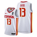 Maglia Spagna Marc Gasol NO 13 2019 FIBA Baketball World Cup Bianco