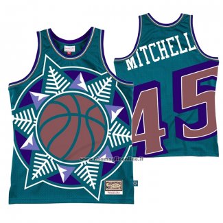 Maglia Utah Jazz Donovan Mitchell #45 Mitchell & Ness Big Face Blu