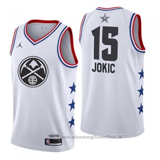 Maglia All Star 2019 Denver Nuggets Nikola Jokic NO 15 Bianco