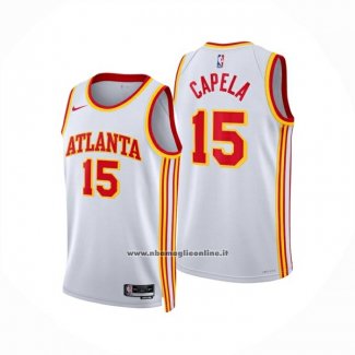 Maglia Atlanta Hawks Clint Capela No 15 Association 2024-25 Bianco