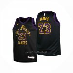 Maglia Bambino Los Angeles Lakers Lebron James No 23 Citta 2025-26 Nero