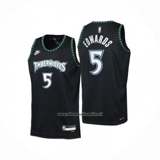 Maglia Bambino Minnesota Timberwolves Anthony Edwards No 5 Classic 2025-26 Nero