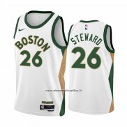 Maglia Boston Celtics Dj Steward #26 Citta 2023-24 Bianco