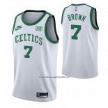 Maglia Boston Celtics Jaylen Brown #7 75th Anniversary Bianco