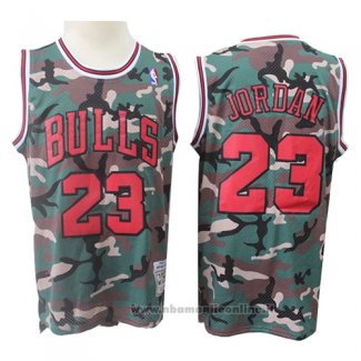 Maglia Chicago Bulls Michael Jordan NO 23 Camuffamento Verde