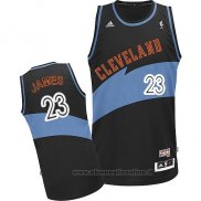 Maglia Cleveland Cavaliers LeBron James NO 23 Throwback Nero Blu