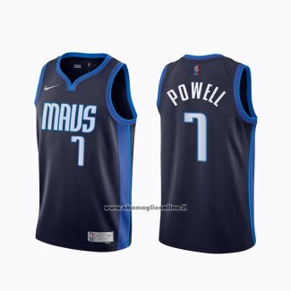 Maglia Dallas Mavericks Dwight Powell #7 Earned 2020-21 Blu