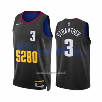 Maglia Denver Nuggets Julian Strawther #3 Citta 2023-24 Nero