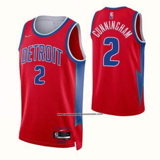 Maglia Detroit Pistons Cade Cunningham #2 Citta 2021-22 Rosso