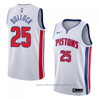 Maglia Detroit Pistons Reggie Bullock NO 25 Association 2018 Bianco