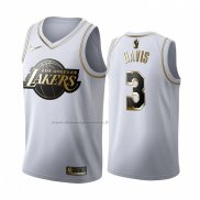 Maglia Golden Edition Los Angeles Lakers Anthony Davis NO 3 Bianco