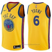 Maglia Golden State Warriors Nick Young NO 6 Chinese Heritage Citta 2017-18 Giallo