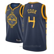 Maglia Golden State Warriors Quinn Cook NO 4 Citta 2018-19 Blu