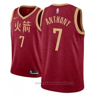 Maglia Houston Rockets Carmelo Anthony NO 7 Citta 2018-19 Rosso