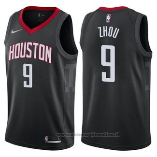 Maglia Houston Rockets Zhou Qi NO 9 Statement 2017-18 Nero