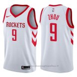 Maglia Houston Rockets Zhou Qi NO 9 Swingman Association 2017-18 Bianco